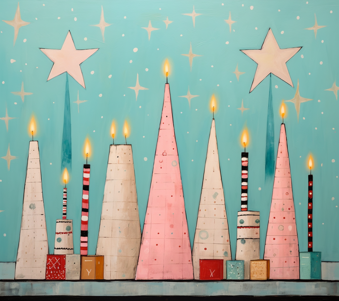 Christmas candles with playful and whimsical design