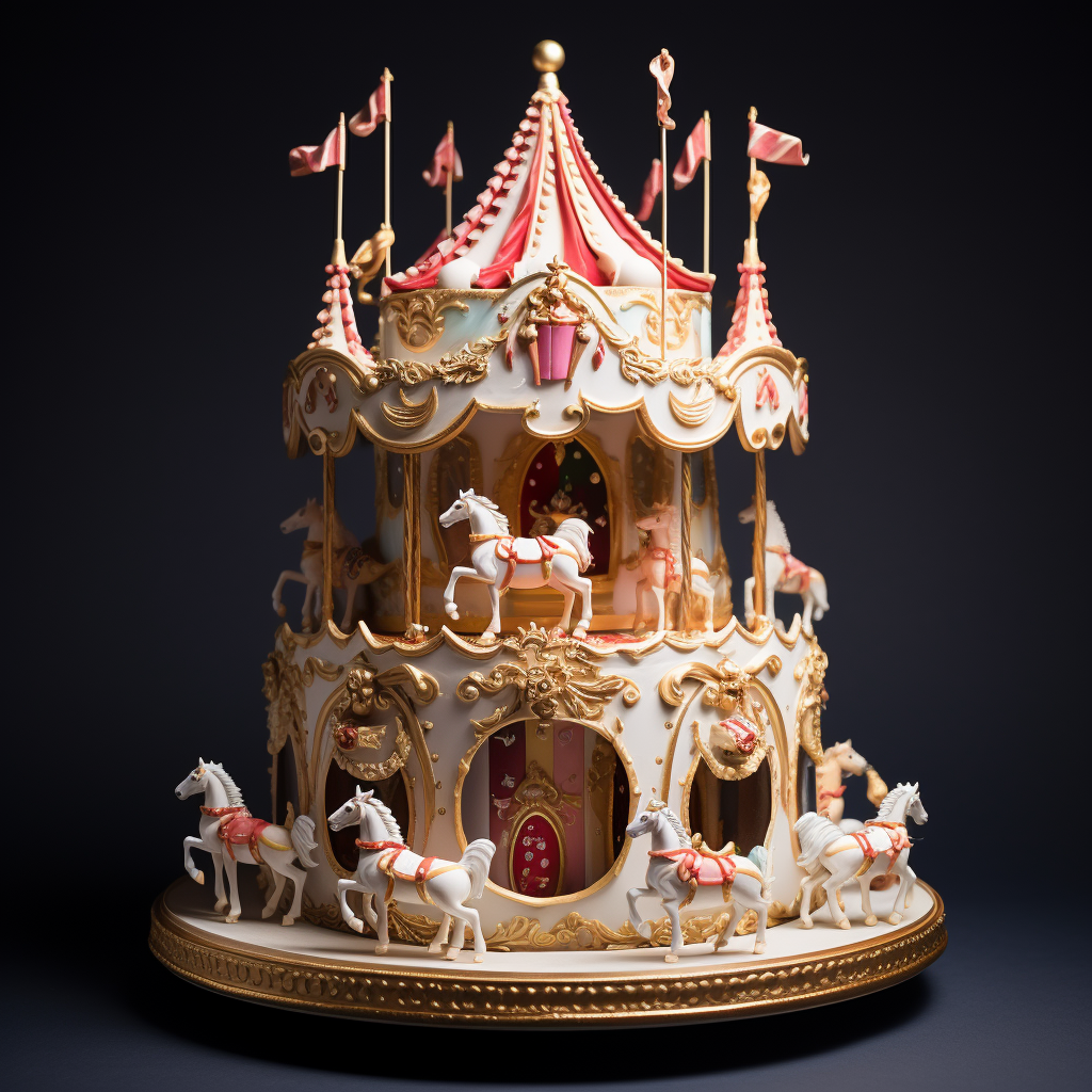 A whimsical Christmas carousel cake