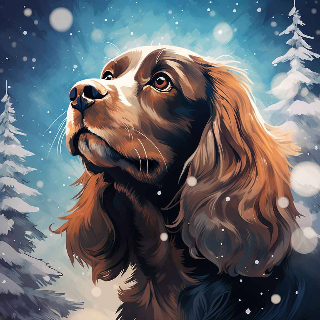 Festive Cocker Spaniel in Graphic Novel Art Style