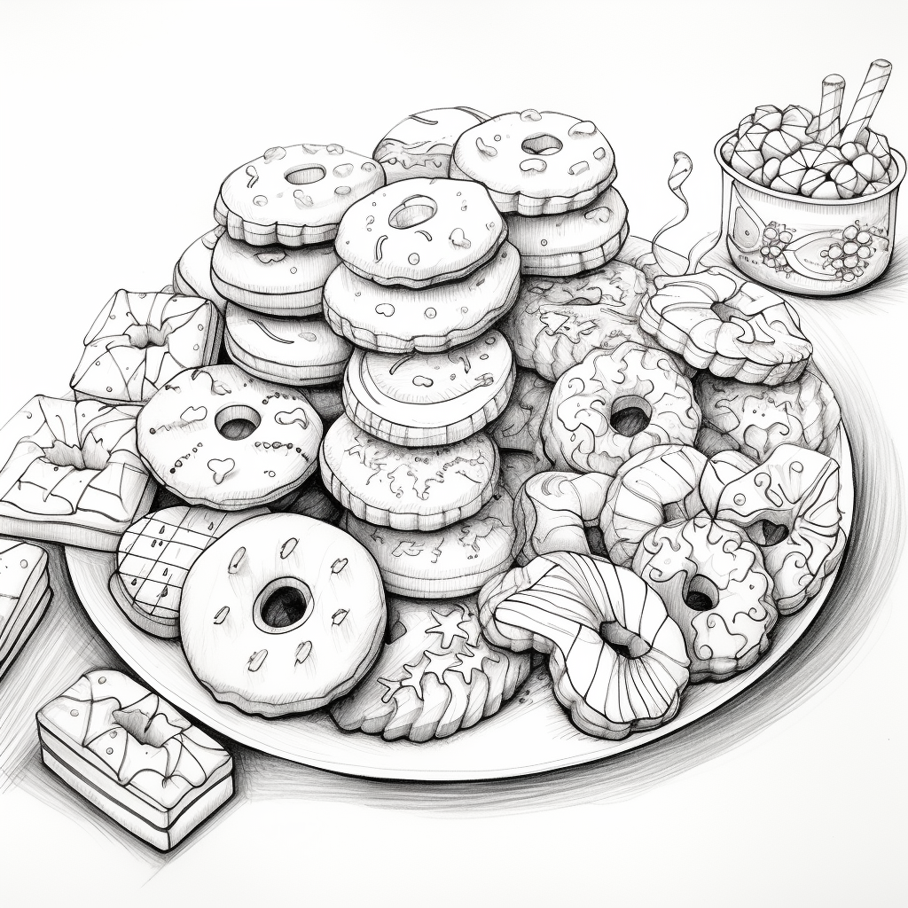 Realistic-looking Christmas cookies coloring page