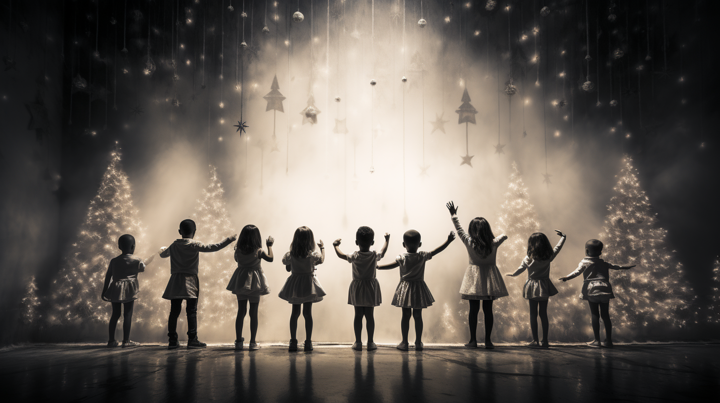 Children performing quirky Christmas dance