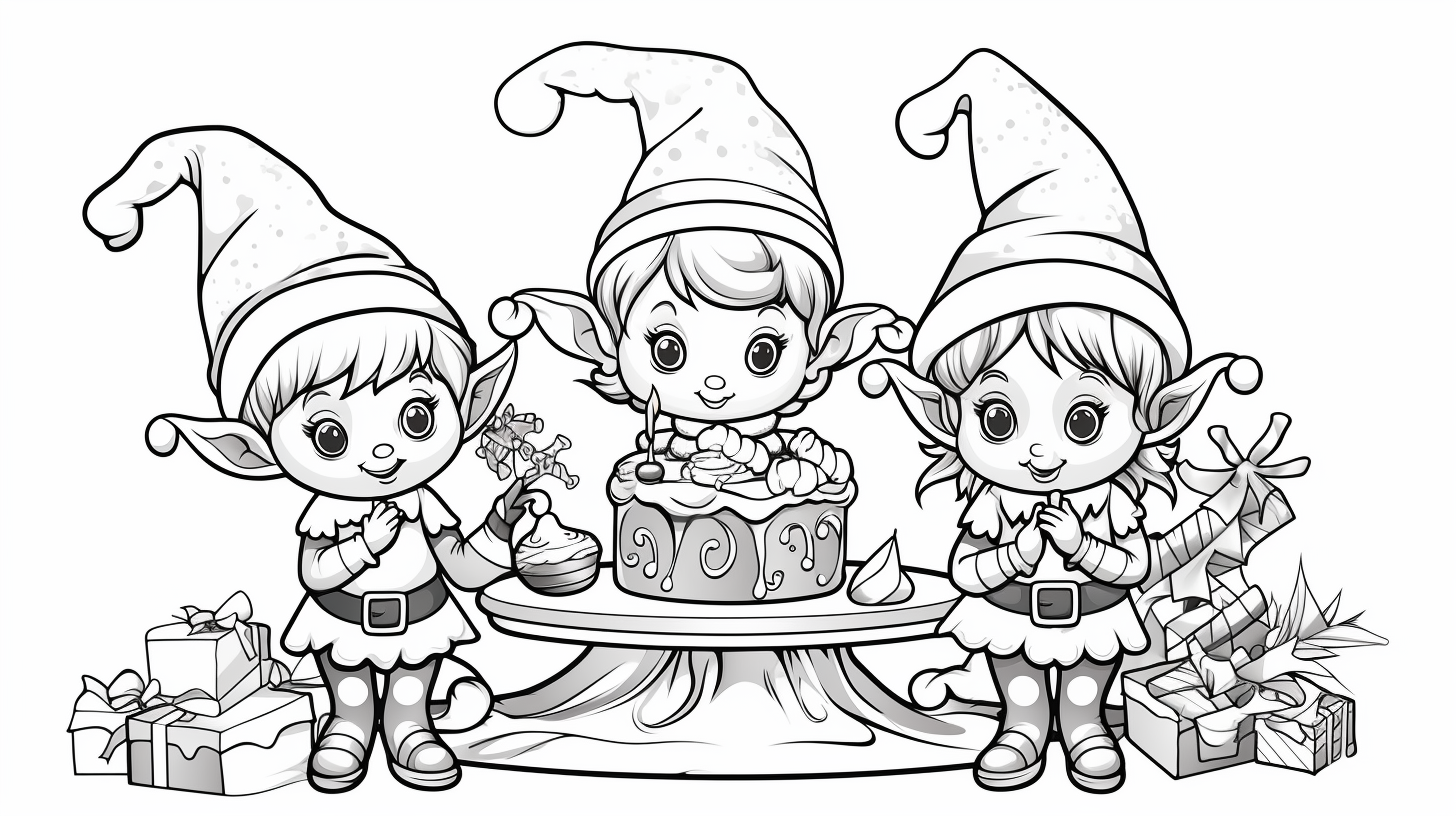 Christmas elves in cartoon style