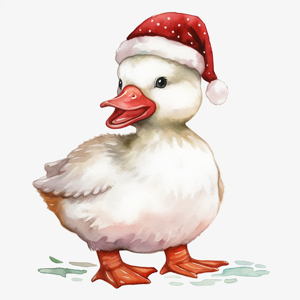 Cute Christmas farm duck painting