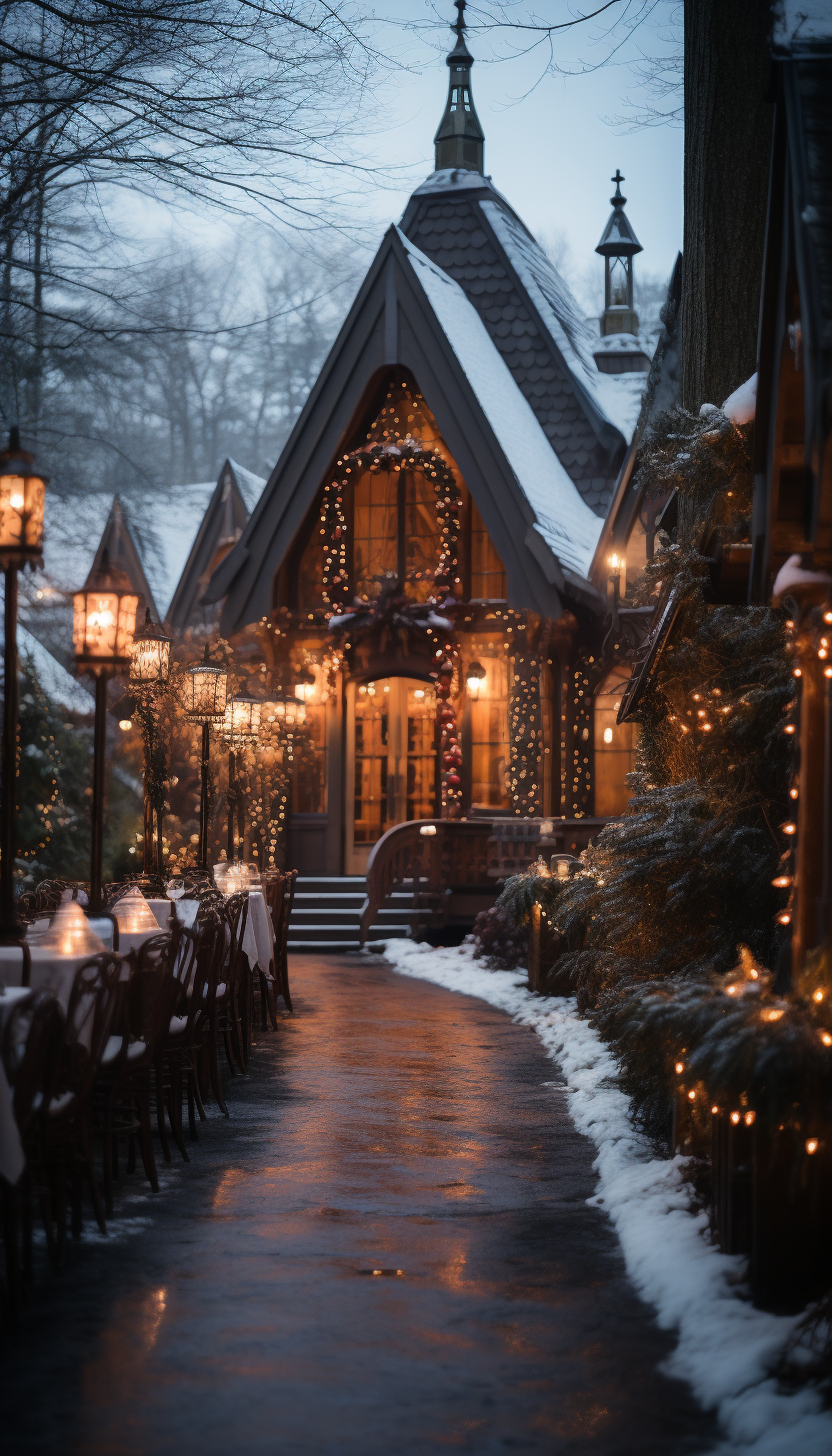 Beautiful snow-covered Christmas festival in Asheville