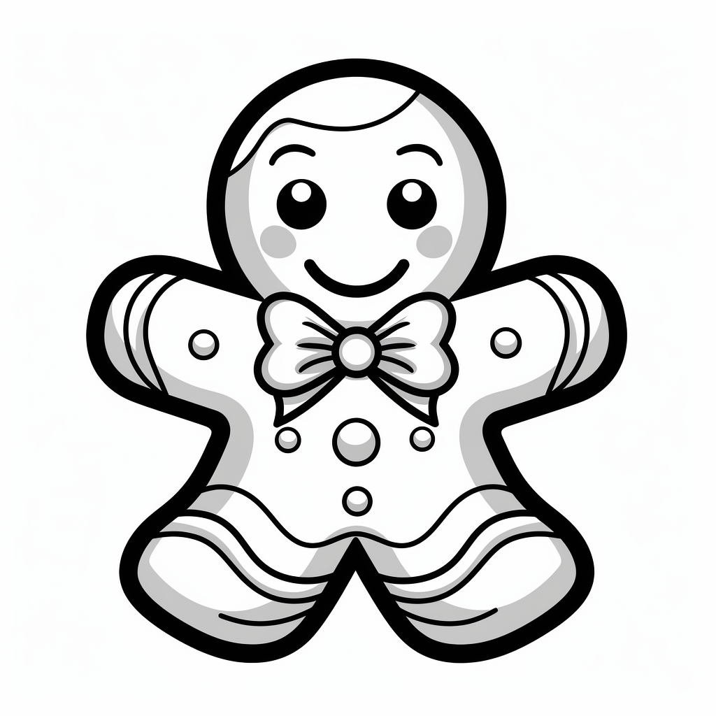 Black and White Cartoon Gingerbread Cookie