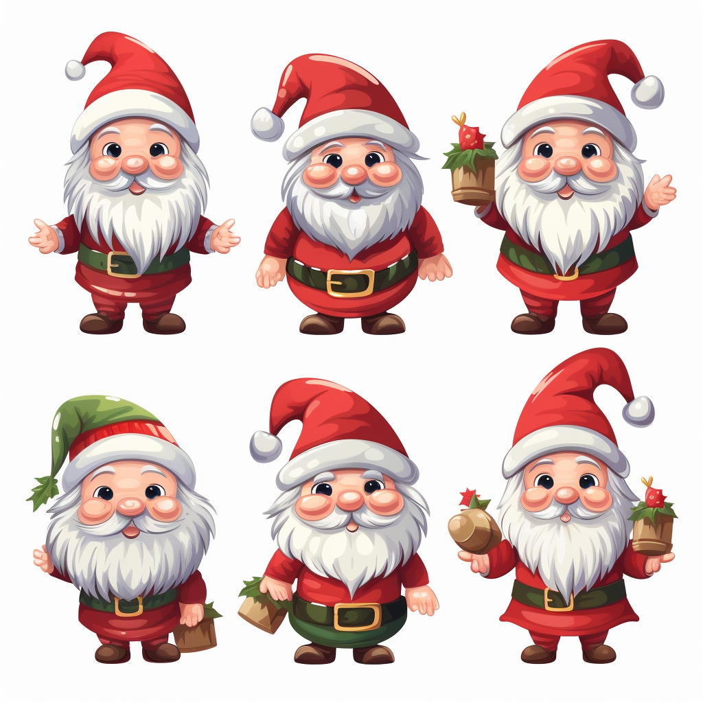 Cute Christmas Gnomes Cartoon Characters