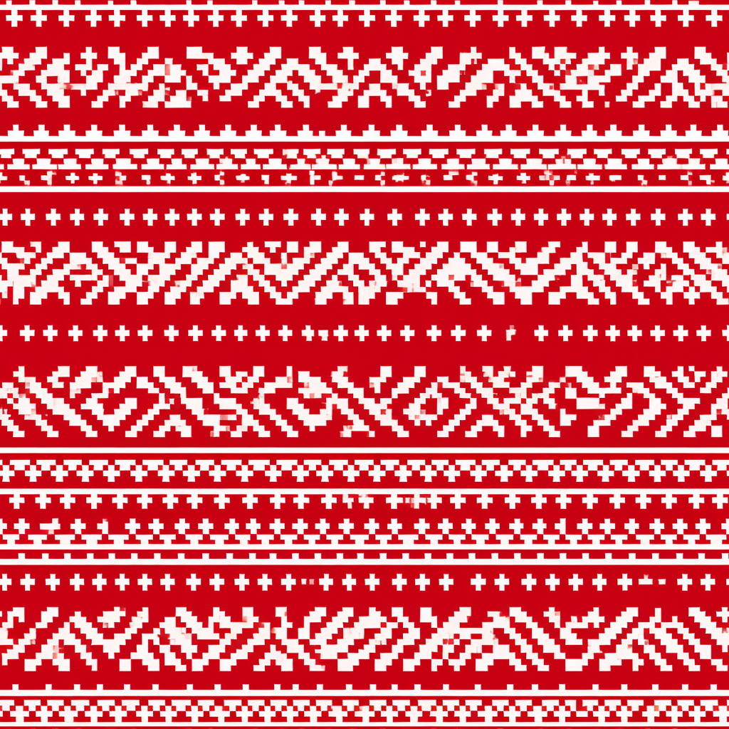 Christmas jumper pattern with fair isle pixel geometric design