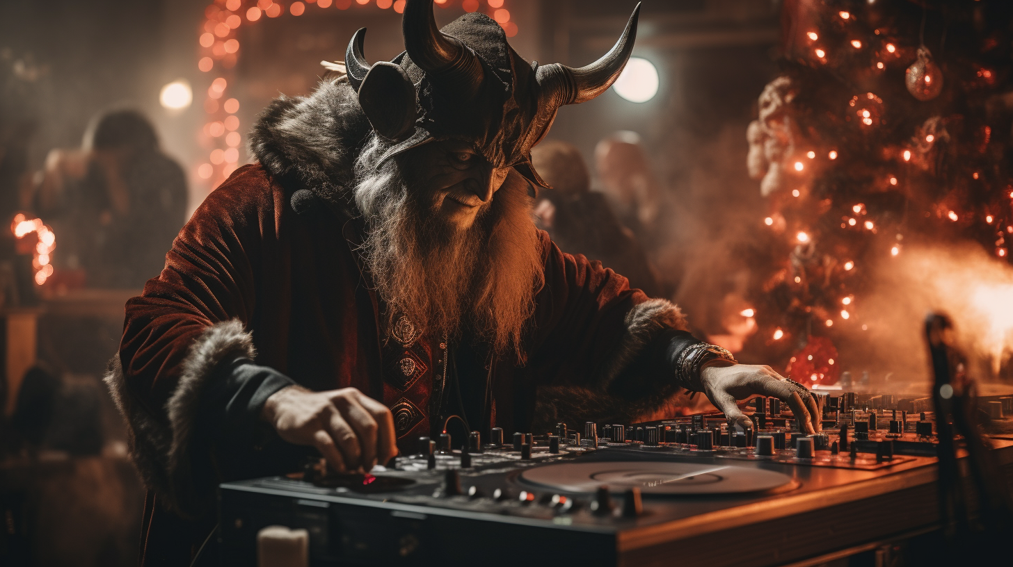 Krampus DJ rocking the Christmas party