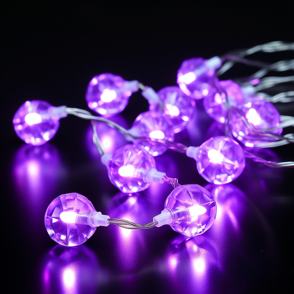 Vibrant Christmas lamps chain in purple hues