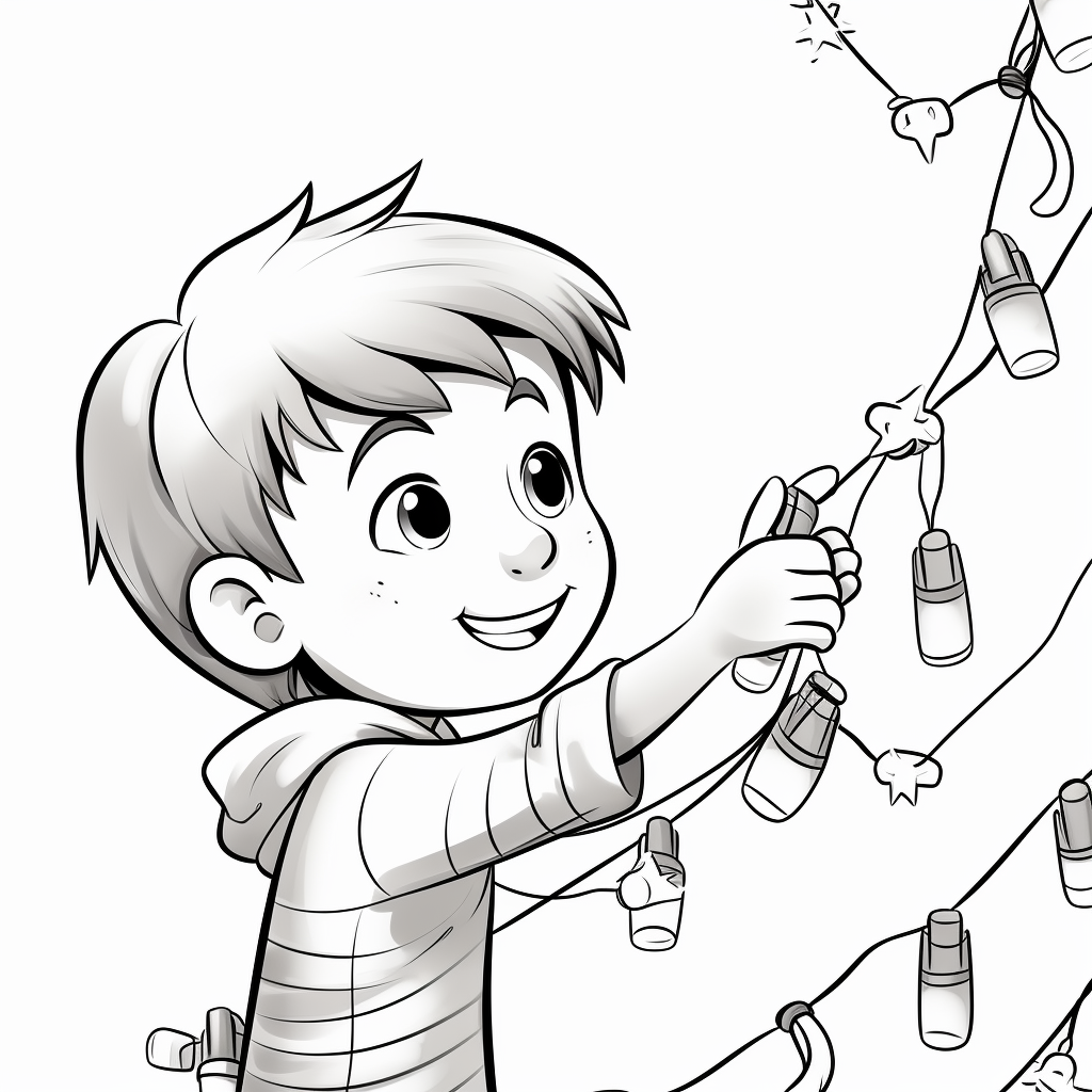 Cartoon Christmas lights coloring page