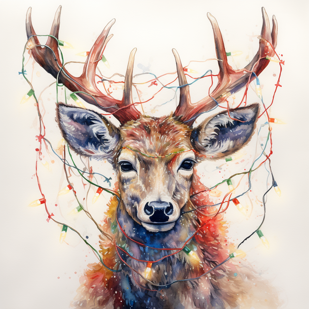 Colorful Christmas lights on a deer