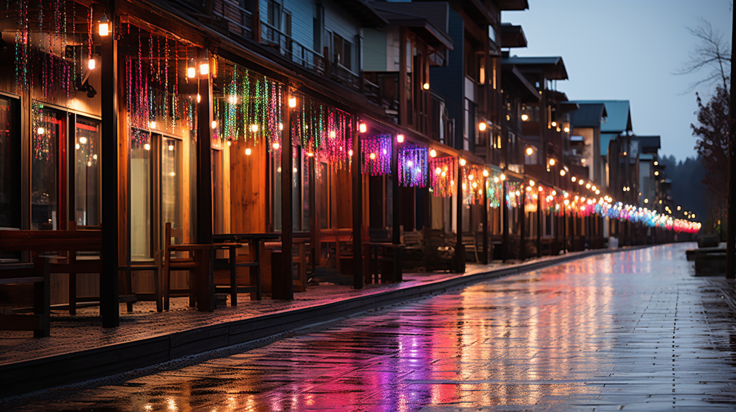 Vibrant Christmas Decorations on a Street