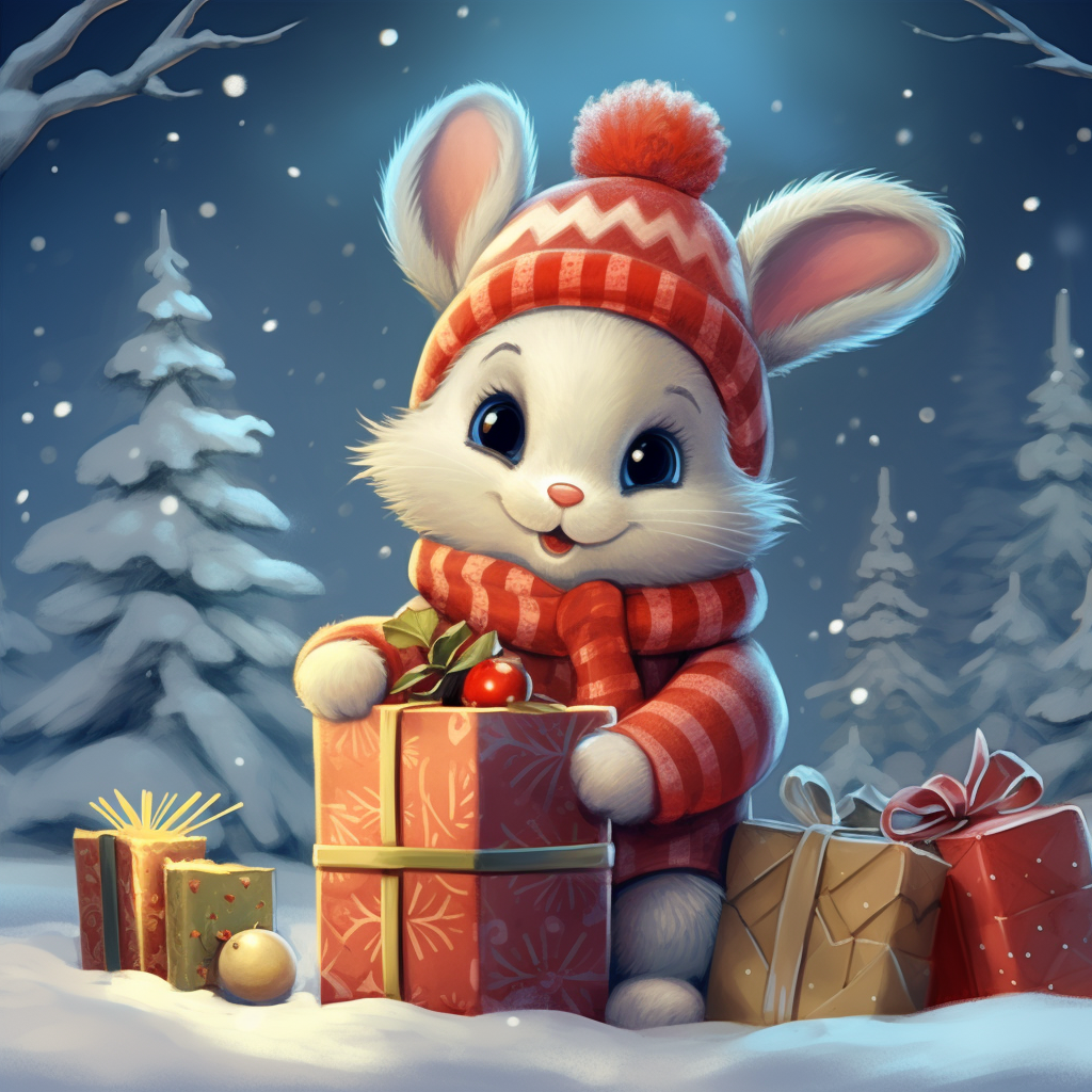 Cute rabbit enjoying Christmas festivities