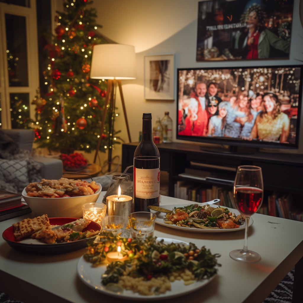 Christmas-themed living room decor