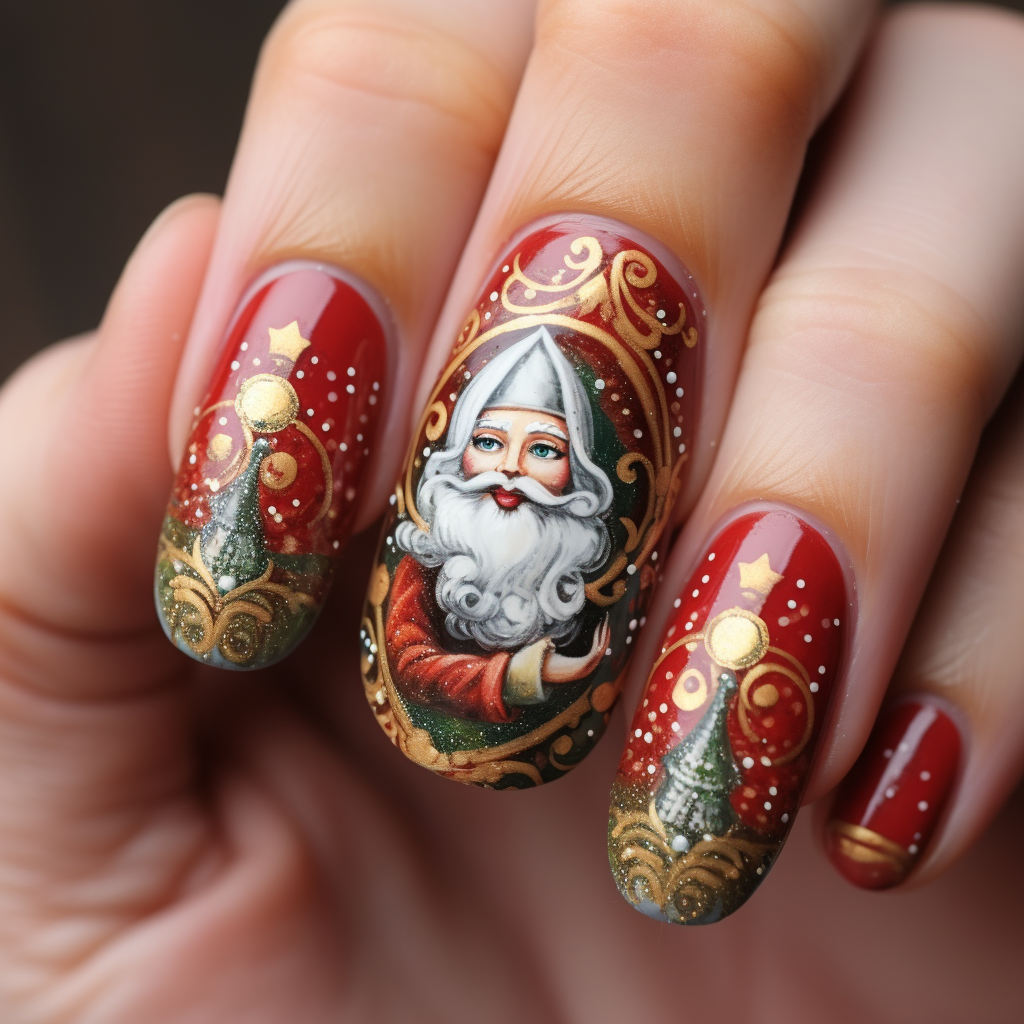 Stylish Christmas press-on nails with loose design