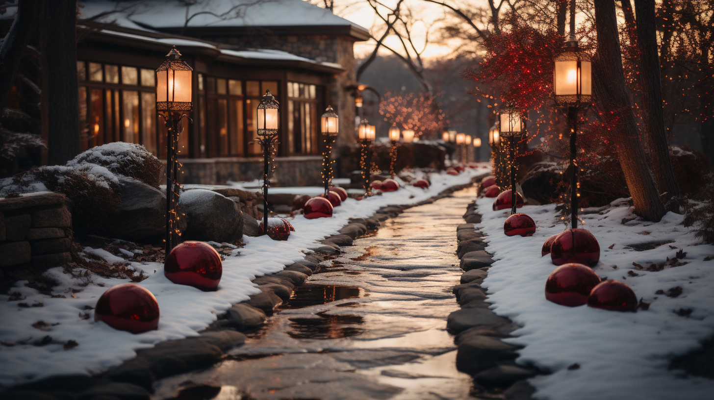 Christmas Decor in Outdoor Garden