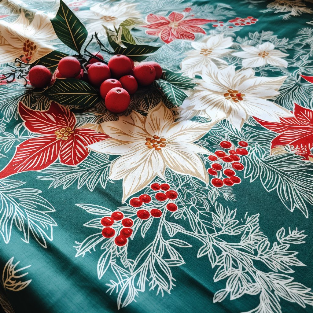 Close-up of Christmas Pattern Tablecloth