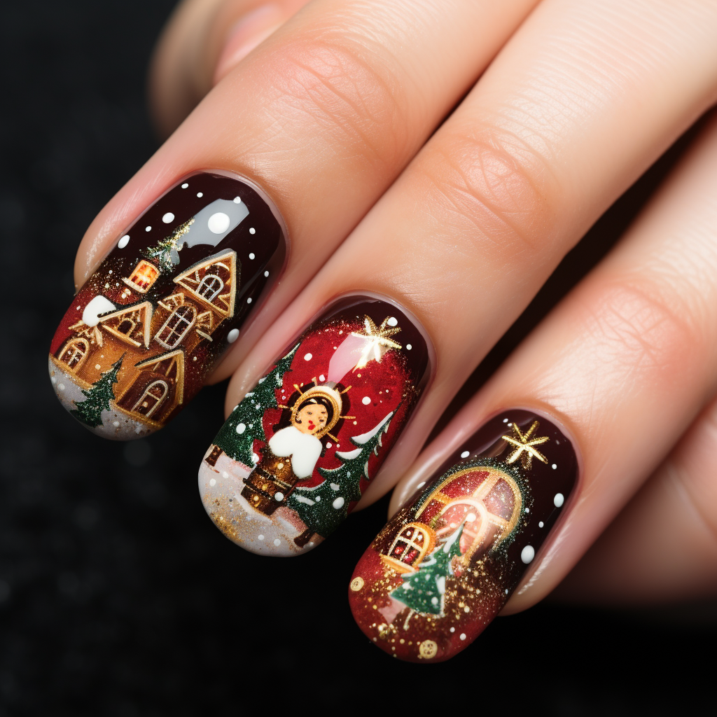 Festive Christmas press-on nails design