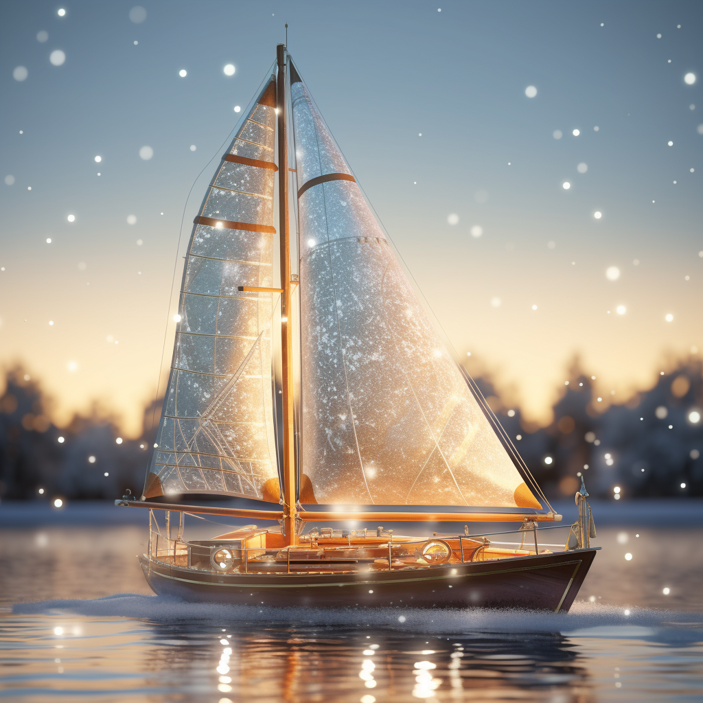 Beautiful Christmas Sailboat by the Sea