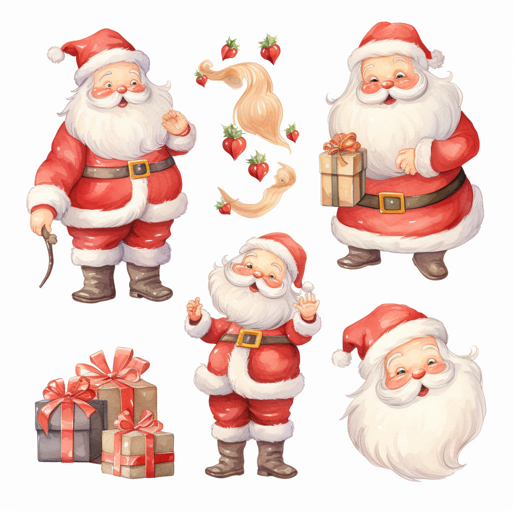 Cute Santa Cartoon in Pastel