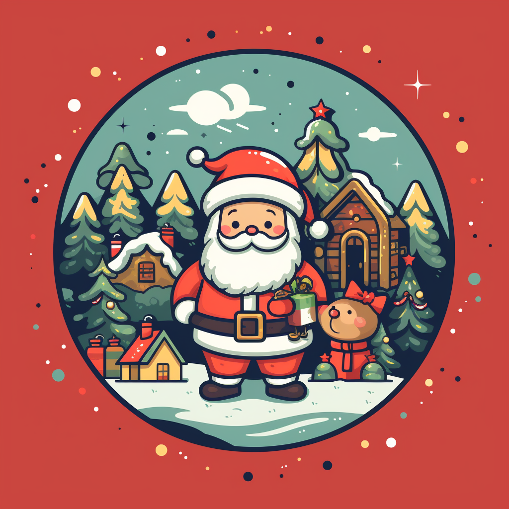 Vibrant Christmas Santa Scene Artwork