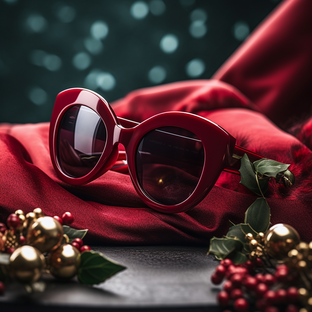 Fashionable burgundy red sunglasses for Christmas shopping