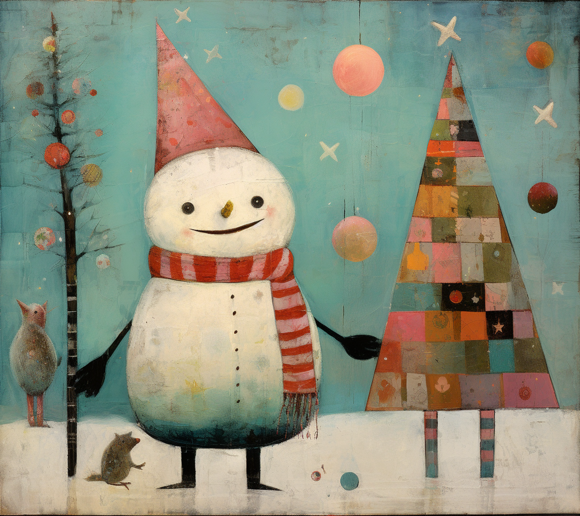 Christmas Snowman in playful style