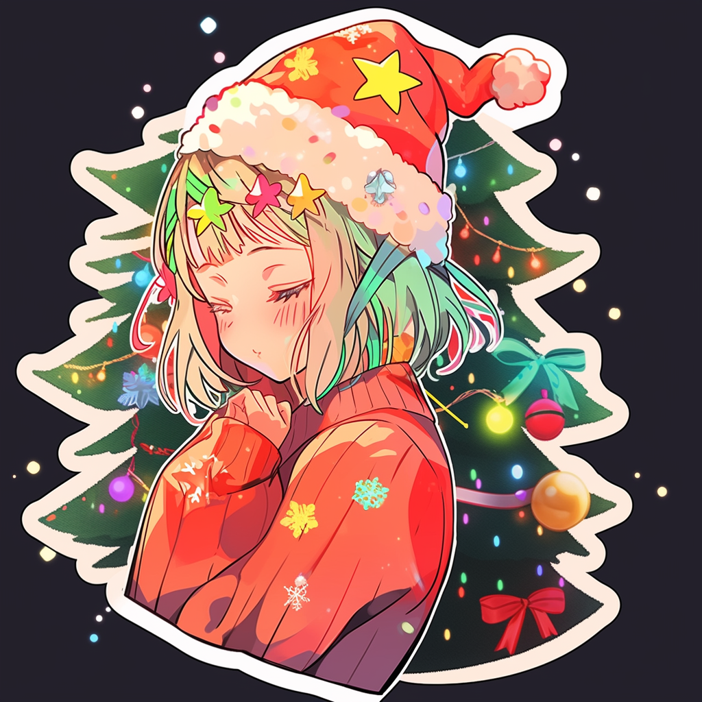 Colorful Christmas sticker with niji design