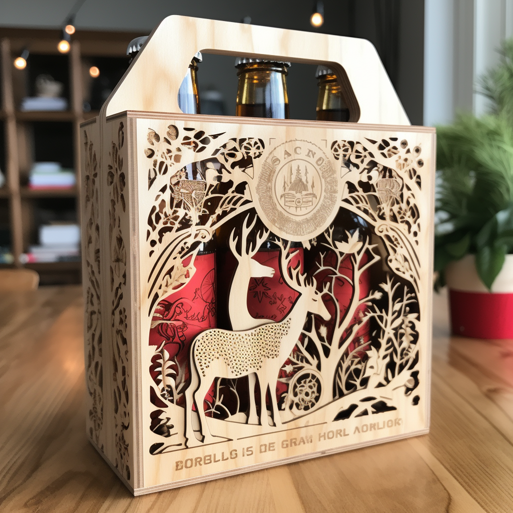 Christmas beer crate design with festive elements