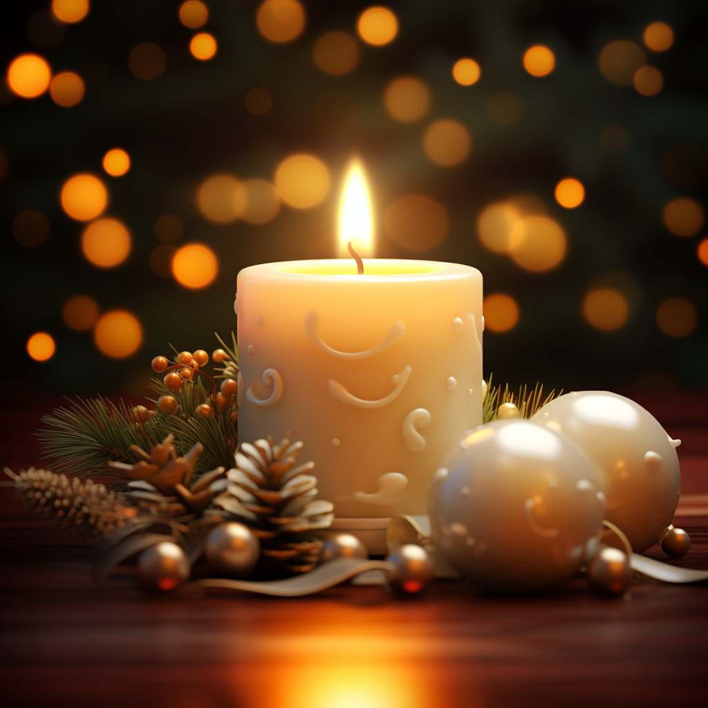 Christmas themed candle mockup with realistic background