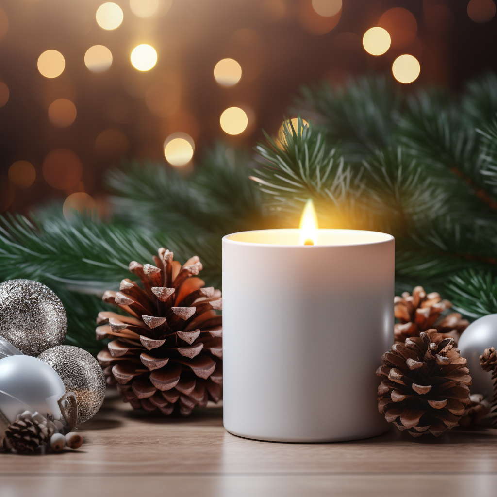 Christmas themed candle mockup image