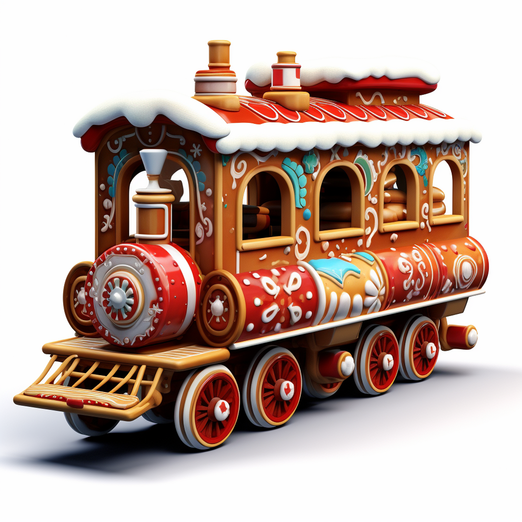 Festive Christmas Train with Cookie Cartoon Characters