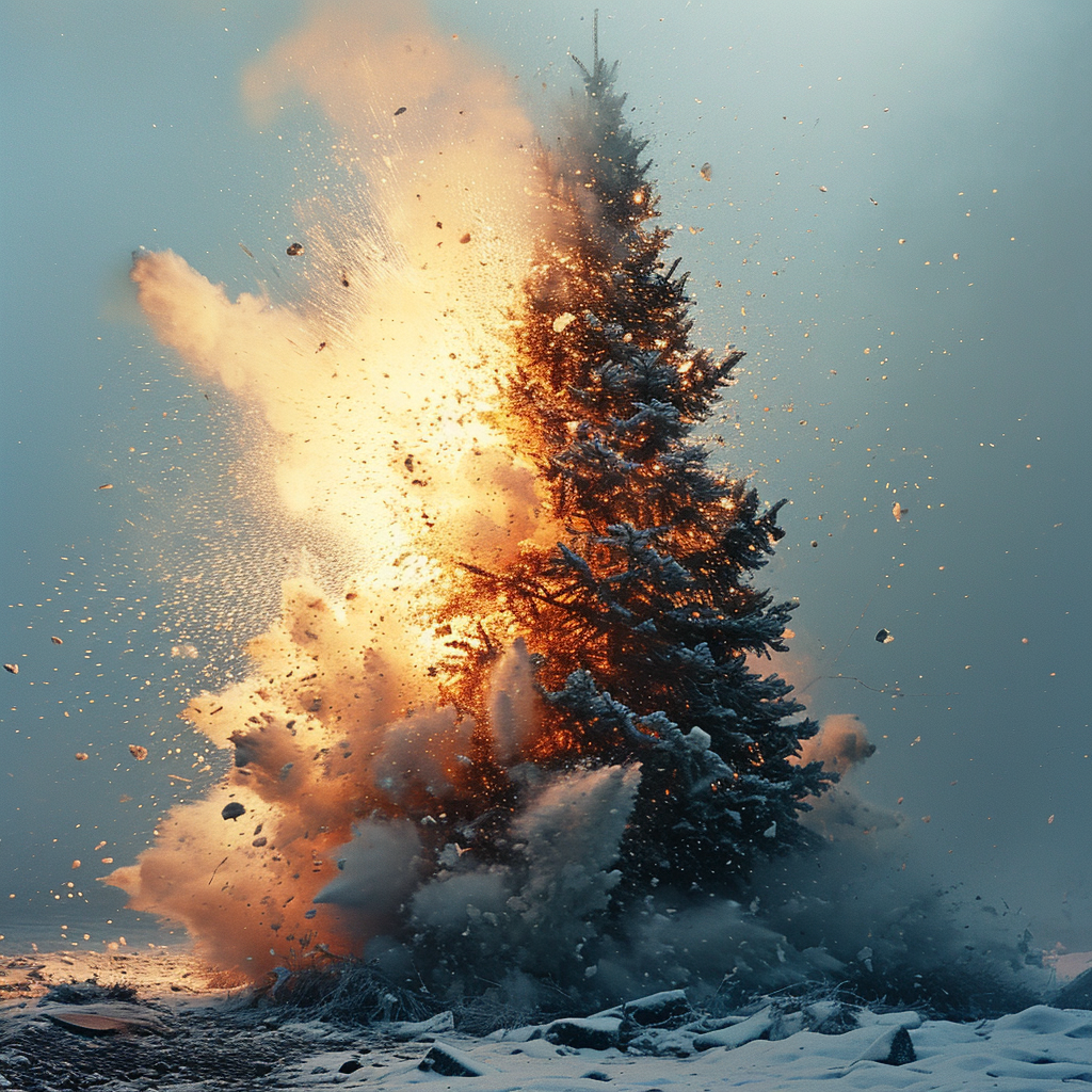 Vibrant Christmas tree explosion image