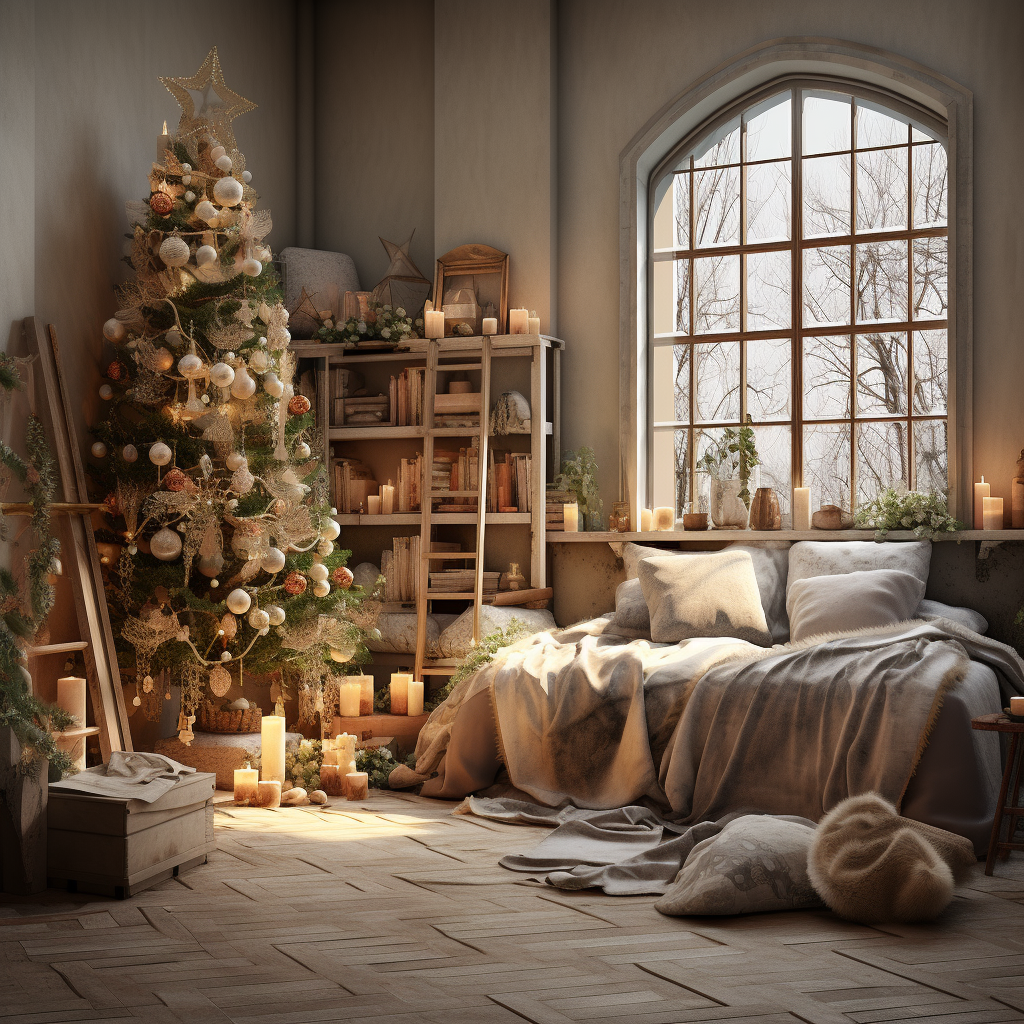 Cozy Christmas room with gifts