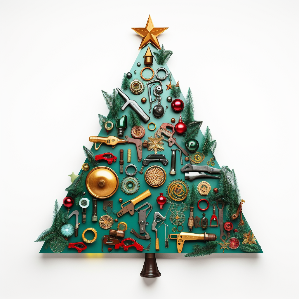 3D Christmas tree with tools and sewing supplies