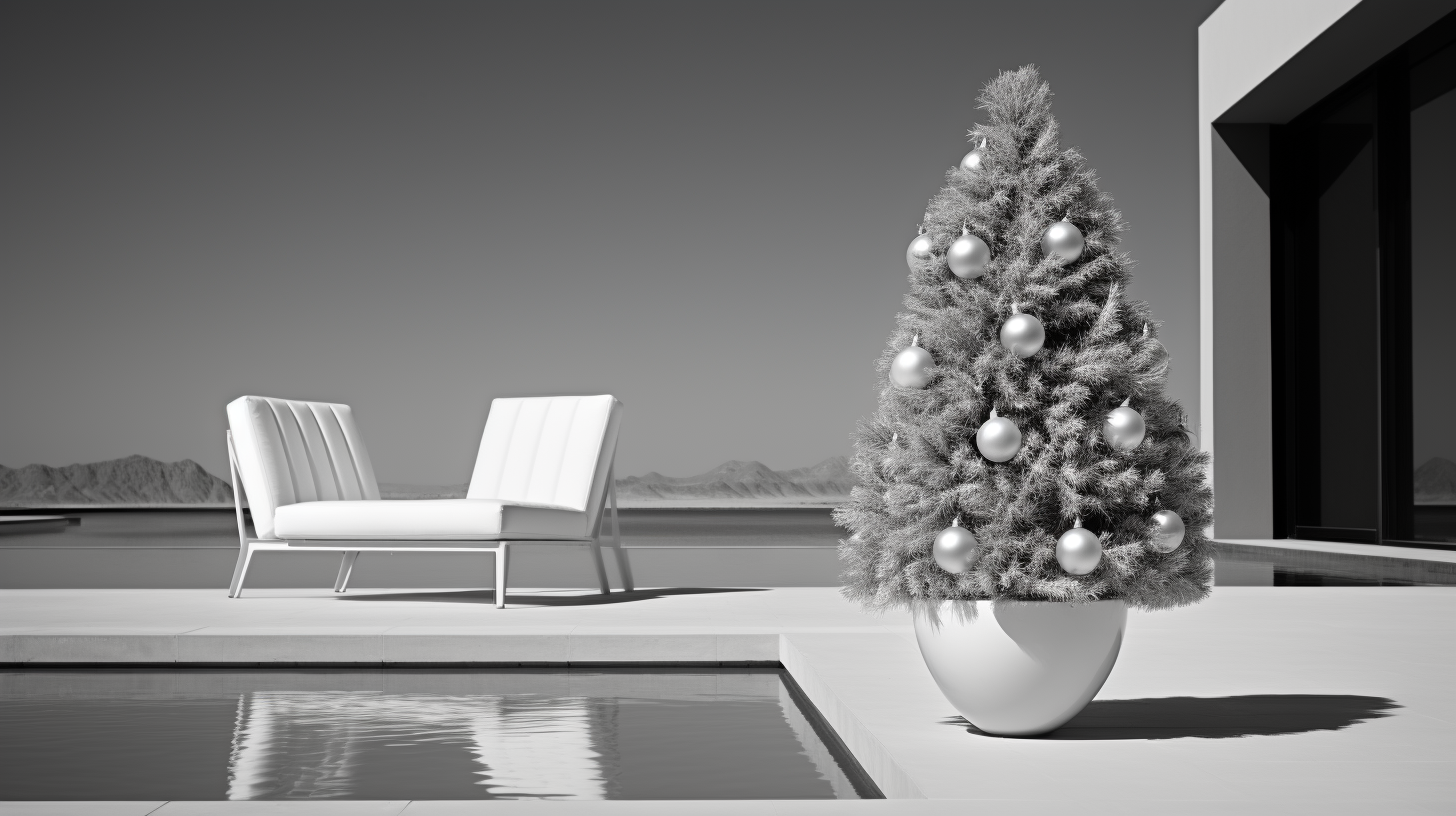 Minimalist Christmas tree in monochrome