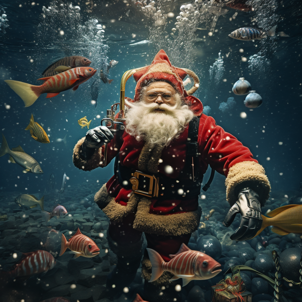 Festive underwater Christmas celebration