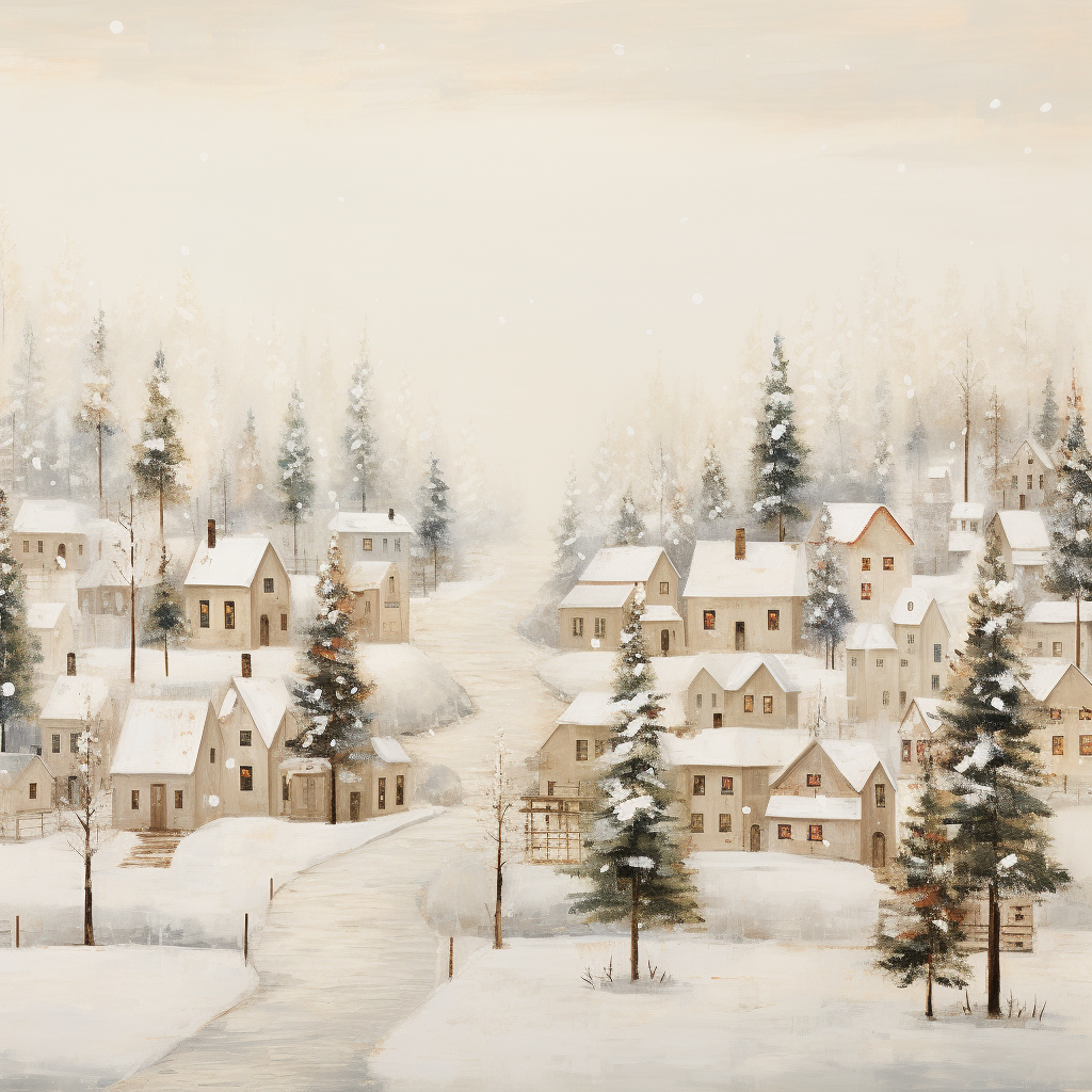 Winter Wonderland Christmas Village Painting