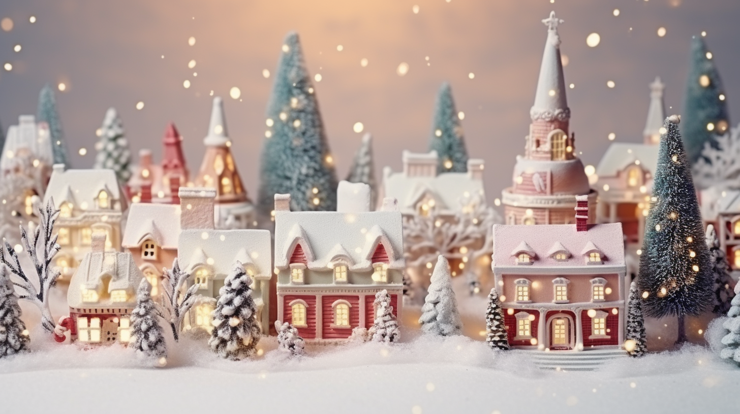 Snowy Christmas Village Scene