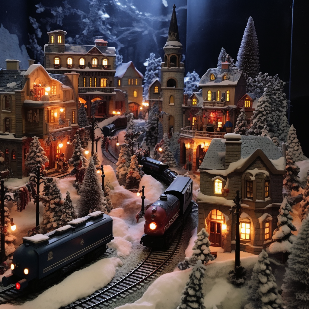 Charming Christmas village train trail