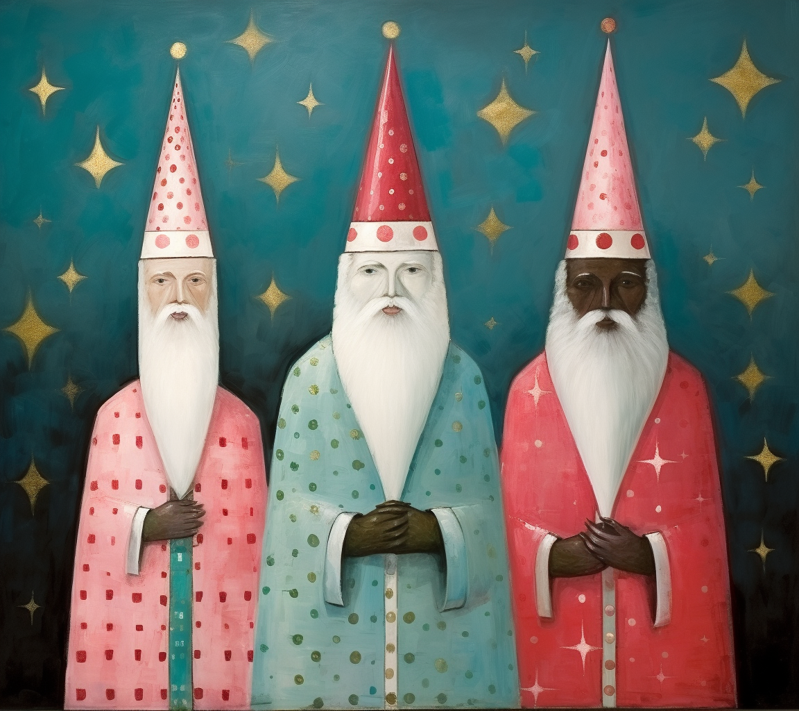 Whimsical Christmas Wise Men Artwork