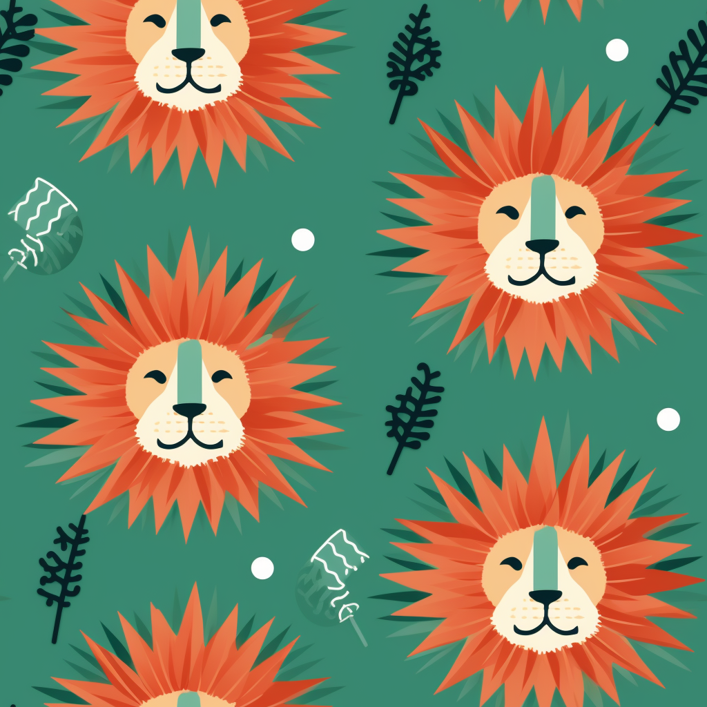 Lion-themed Christmas Wrapping Paper Design