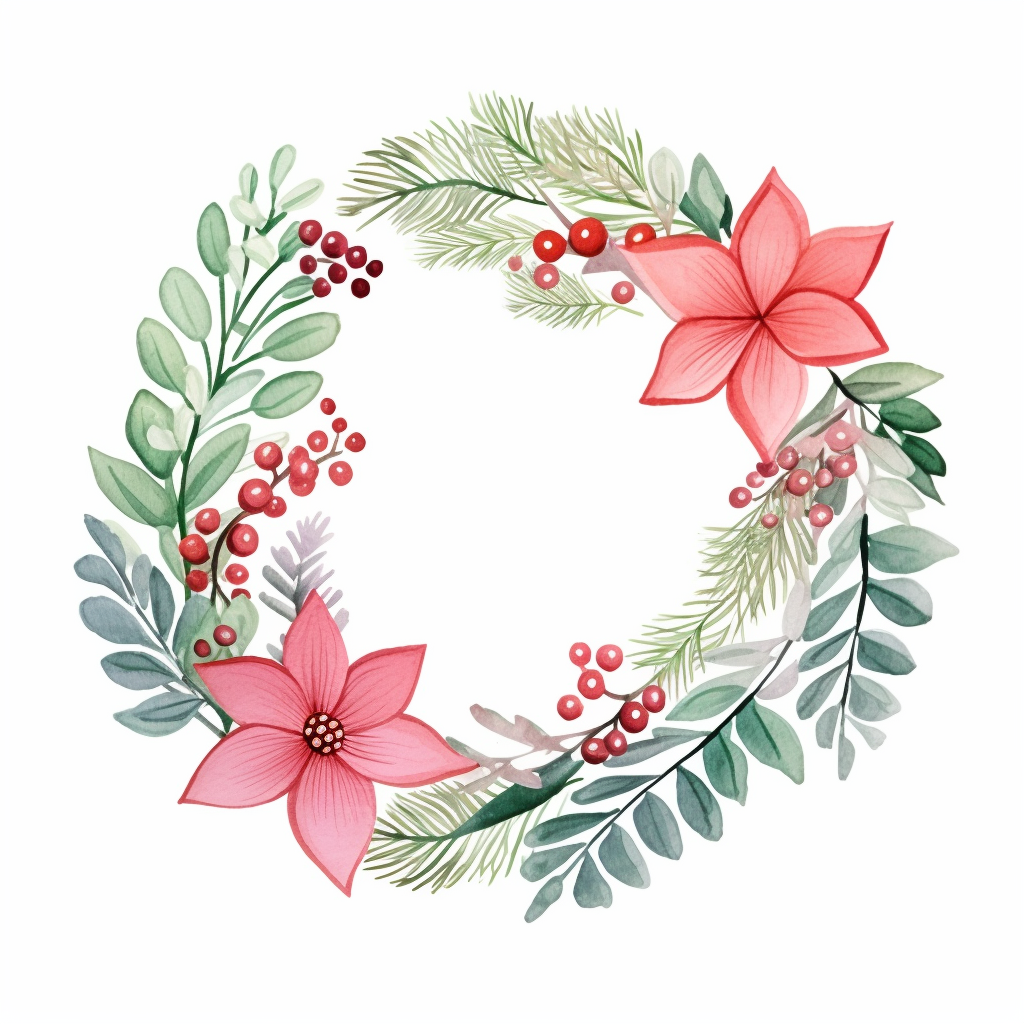 Cartoon Christmas wreath illustration