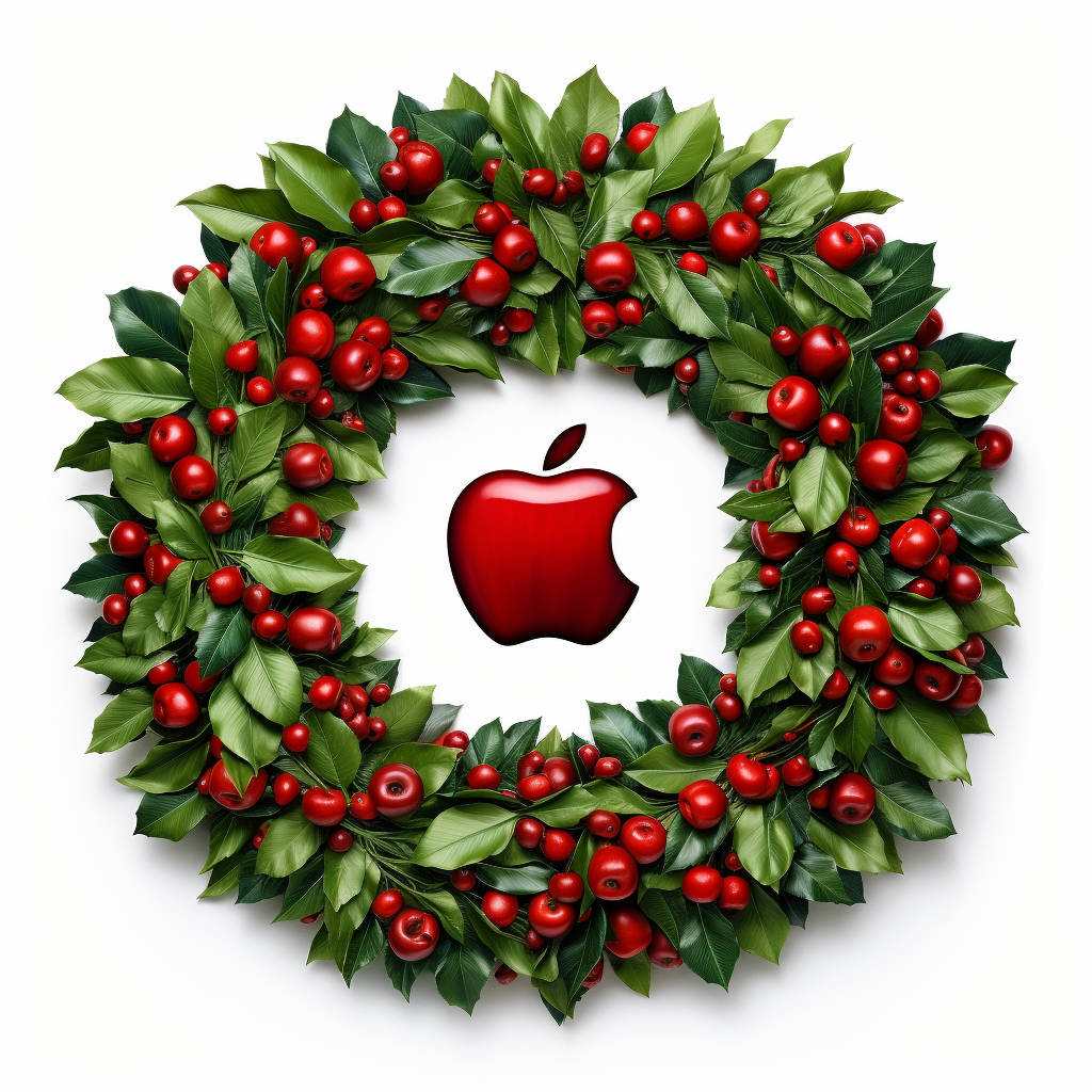 Festive Christmas wreaths in Apple logo