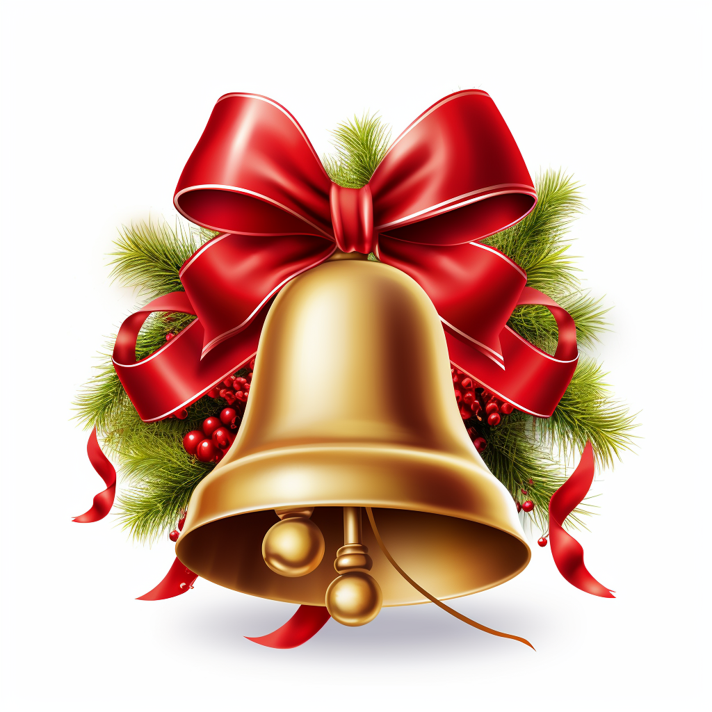 Christmas bell sticker on white background