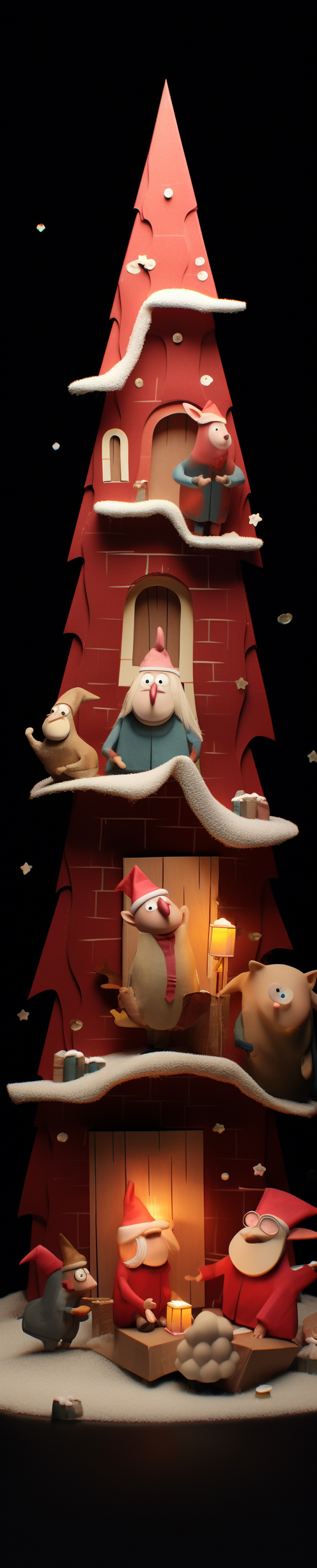 Cute Christmas Card with Claymation Characters