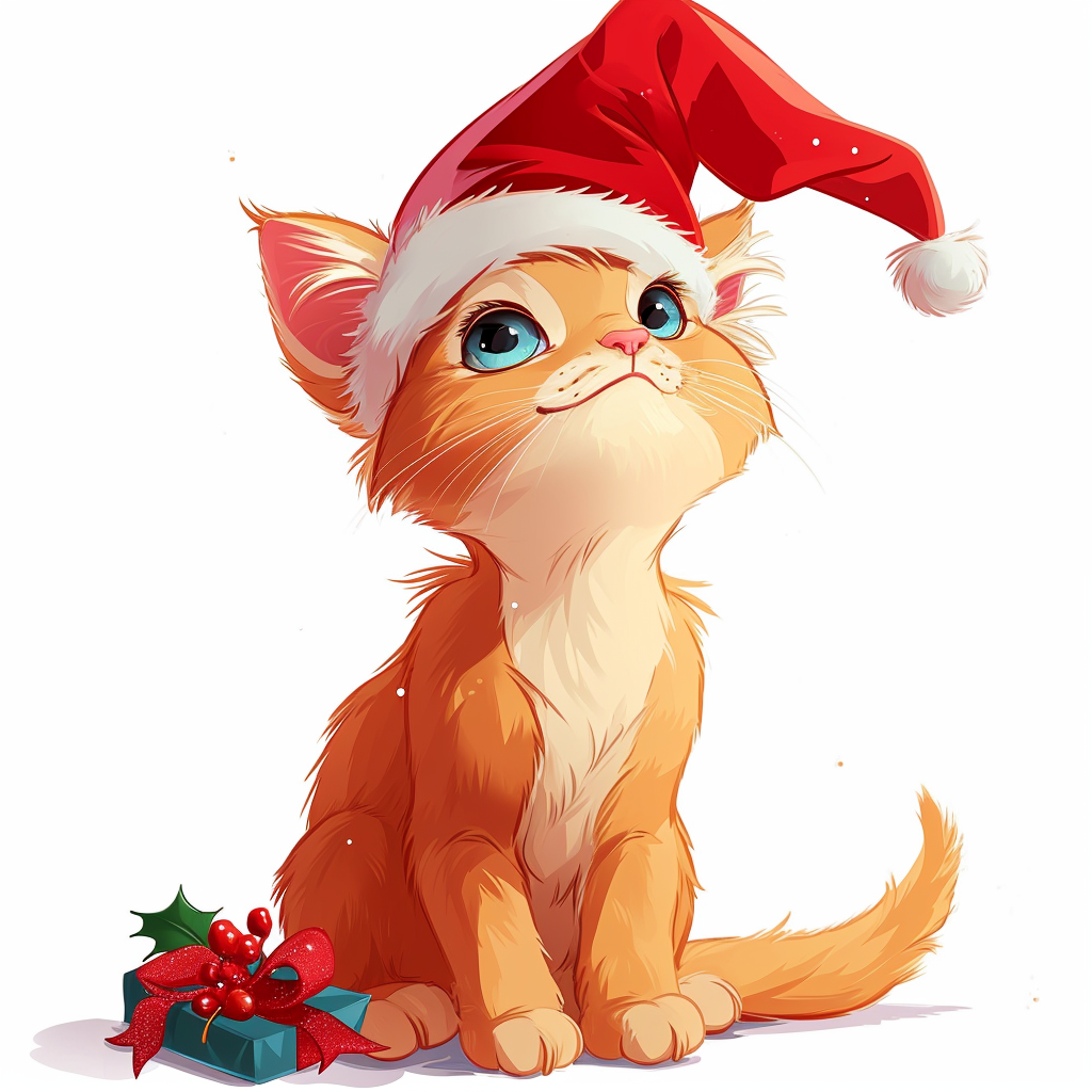 Cute Christmas Cat with Disney Character