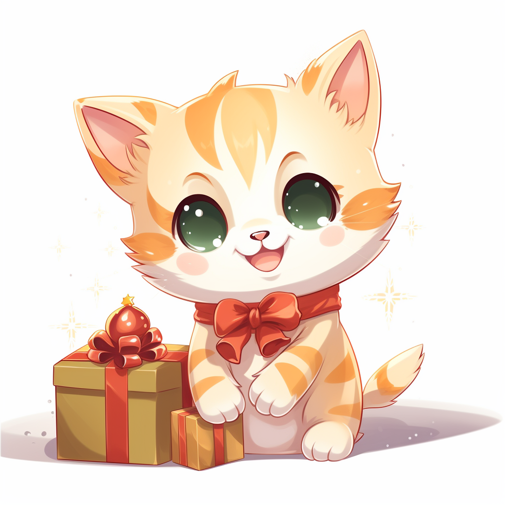 Adorable Christmas Cat Opening Presents