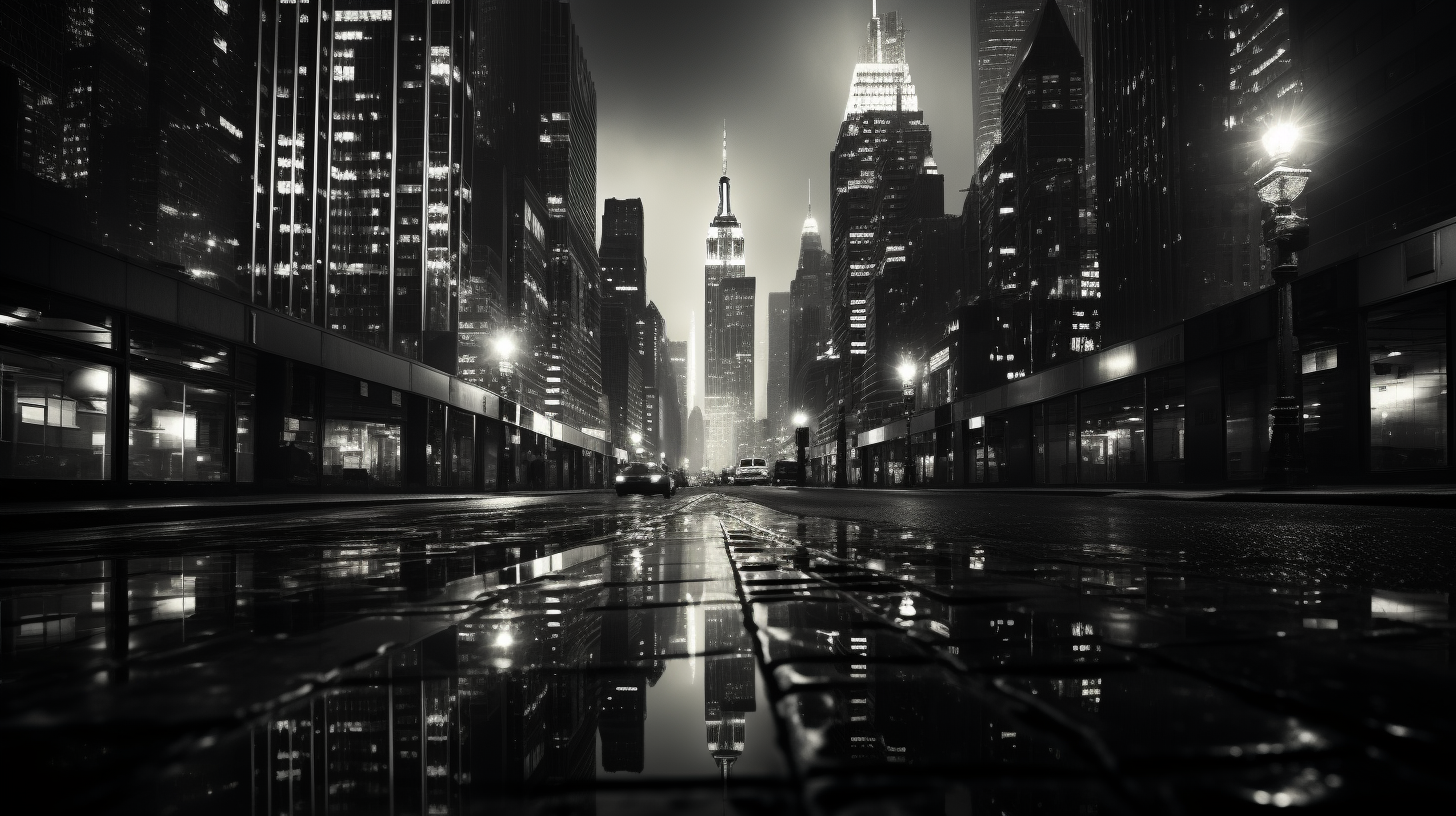 Stylish Christmas cityscape in black and white