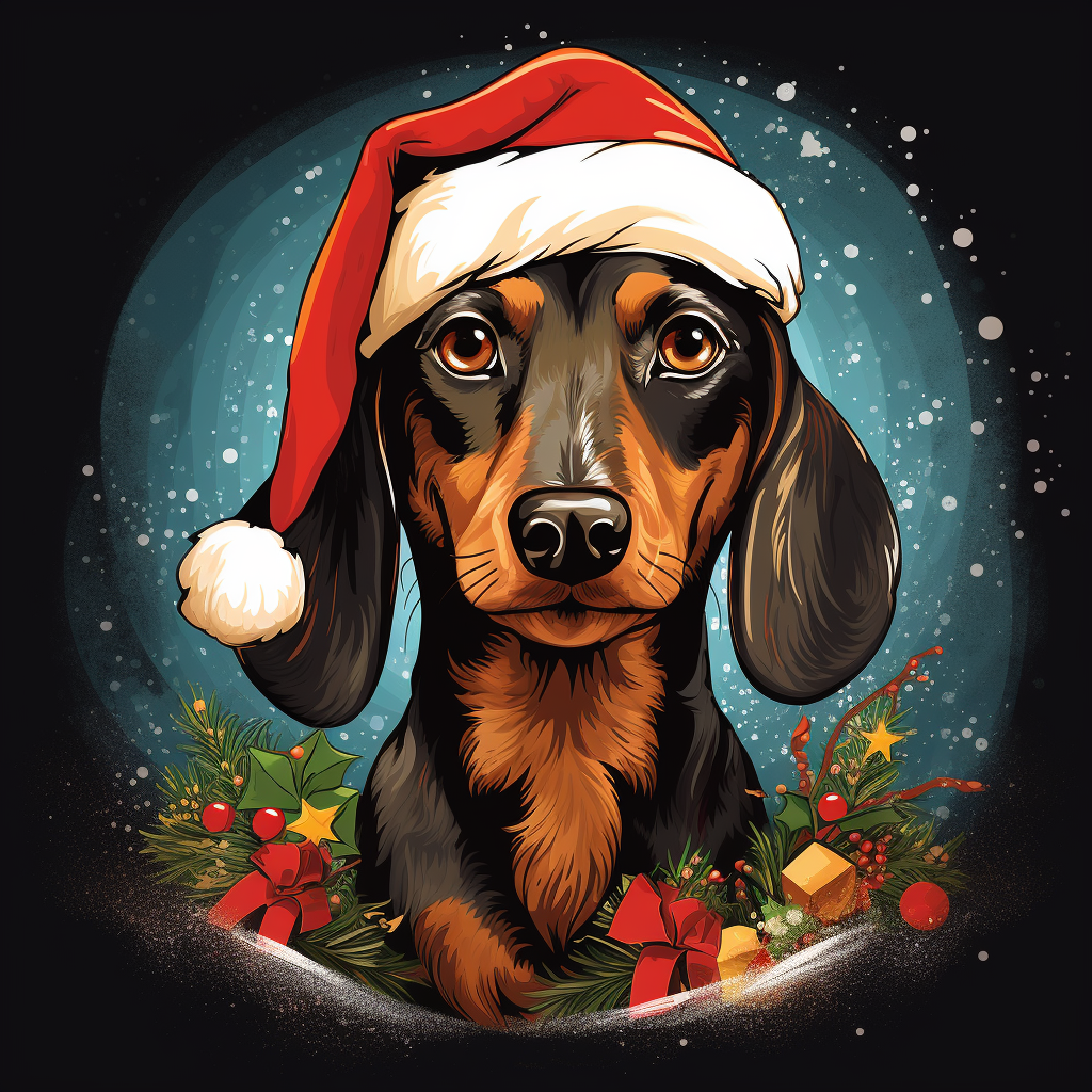 Adorable Christmas Dachshund Portrait